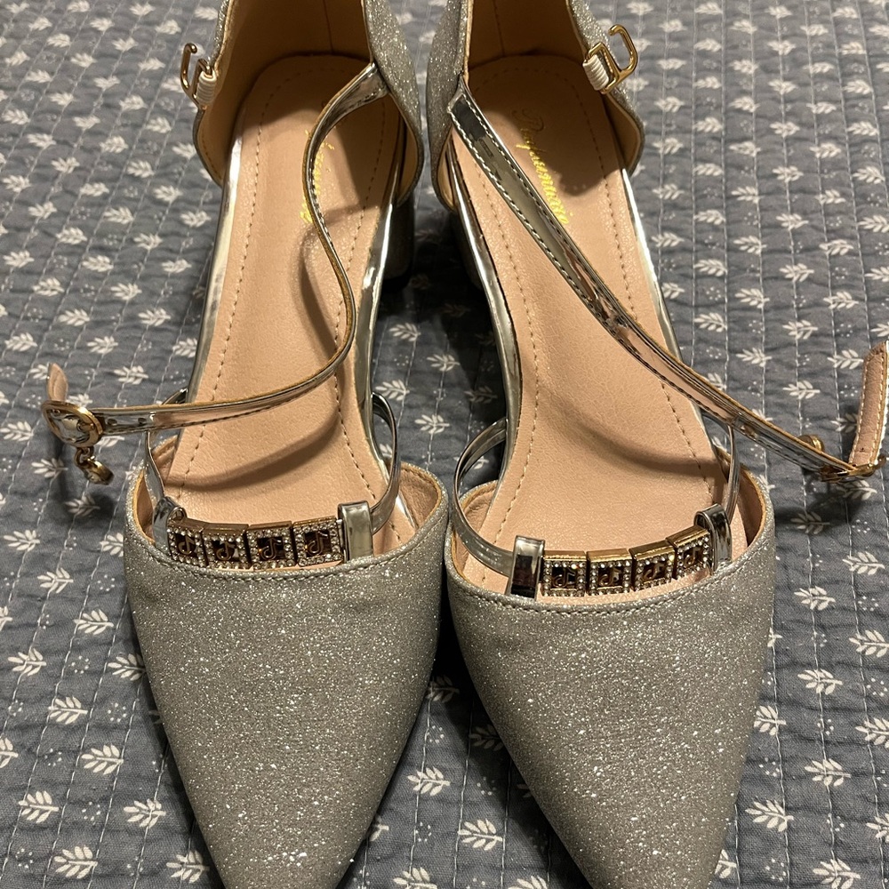 Elegant Silver Glitter Women's Shoes